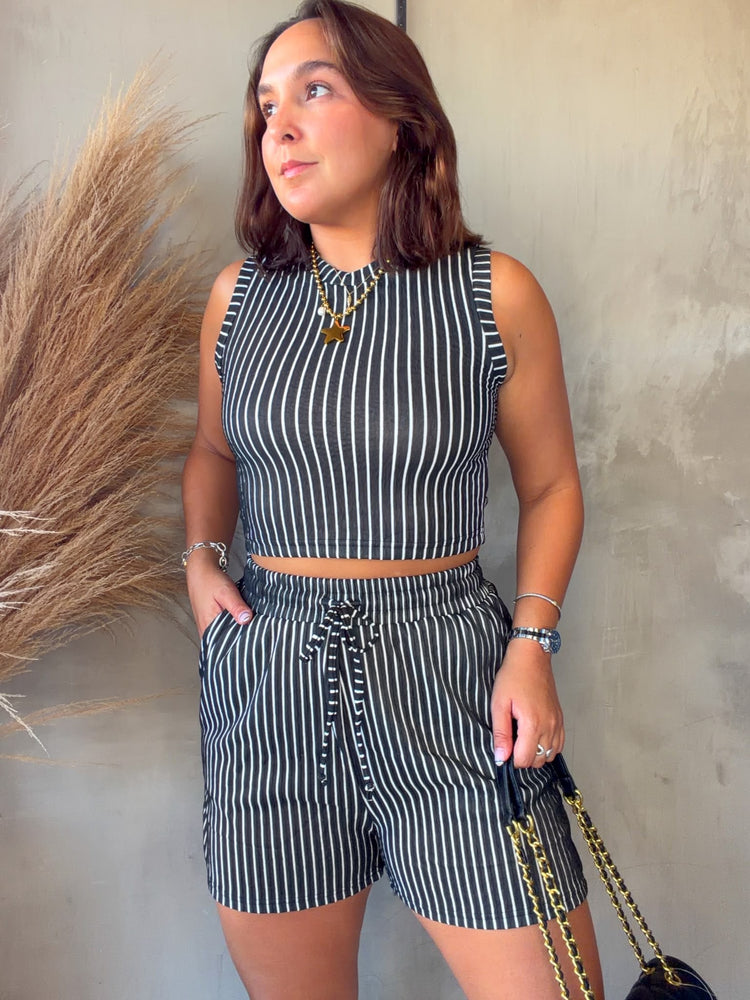 Janet Black Striped Set