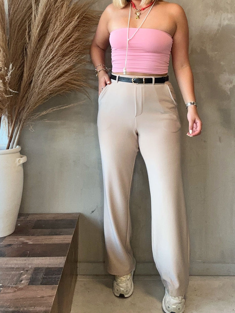 Brigitte Beige Belted Trouser