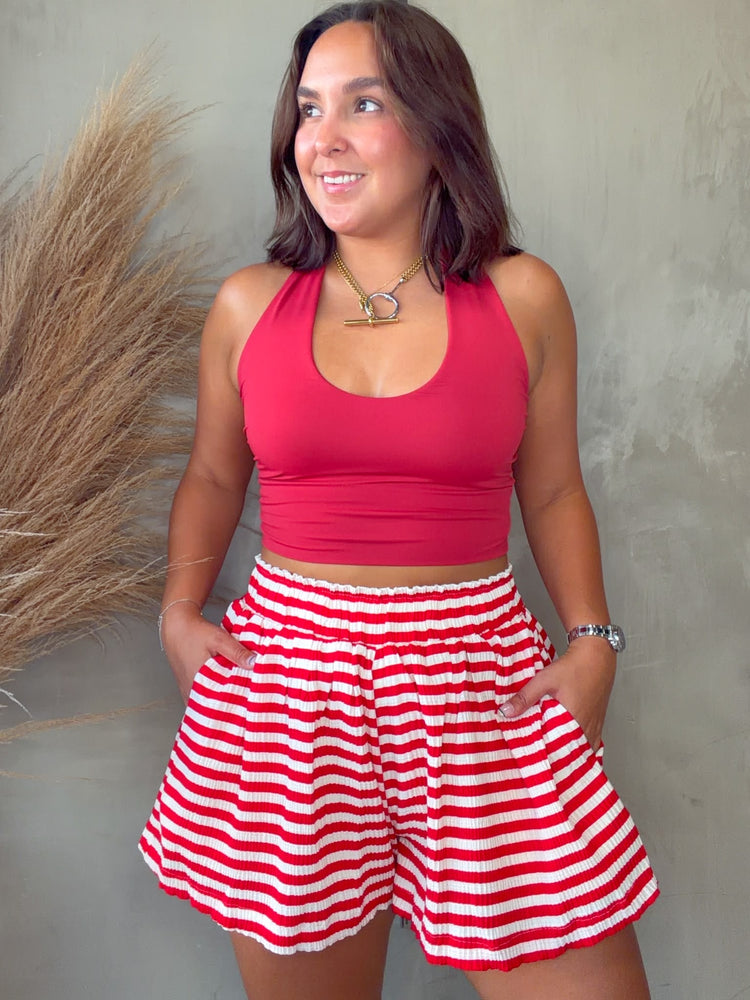 Karmen Red Stripes Short