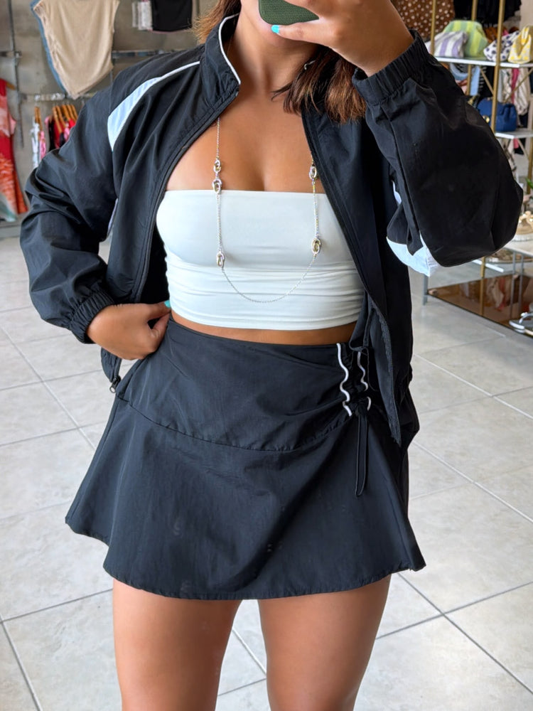 Eiza Black Jacket & Skort Set