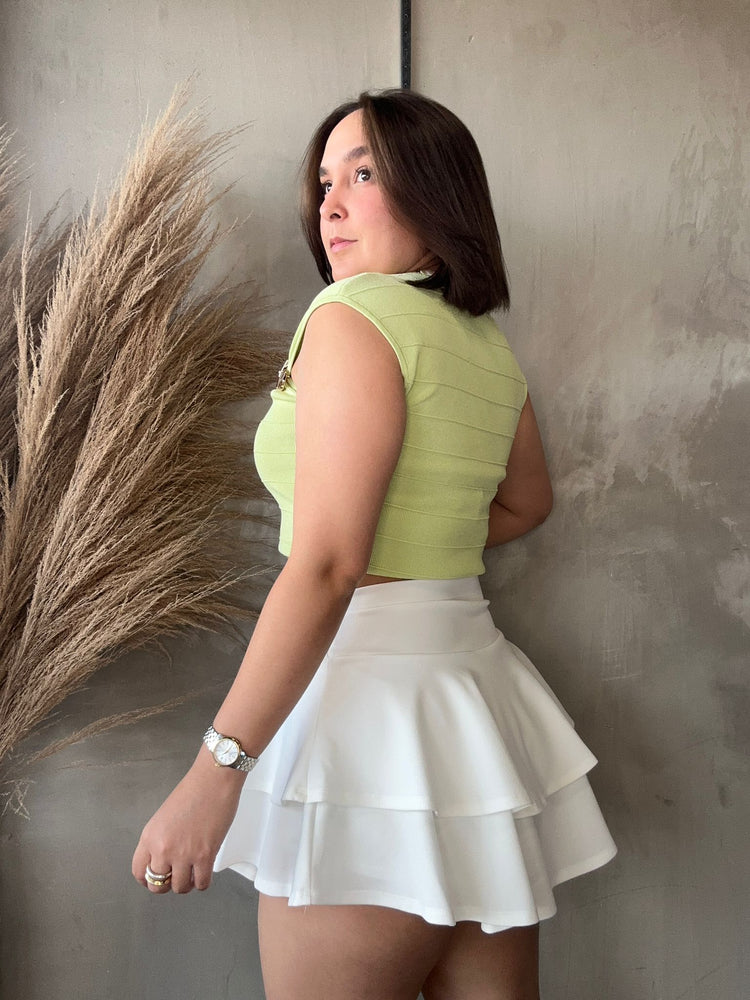 Diana White Ruffled Skort