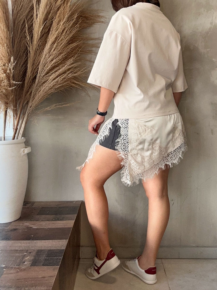 Saylor Beige Lace Dress