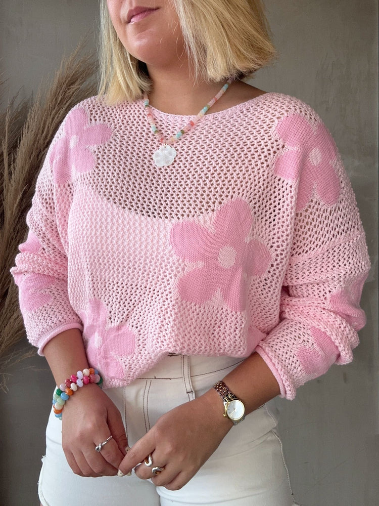 Becca Pink Crochet Sweater