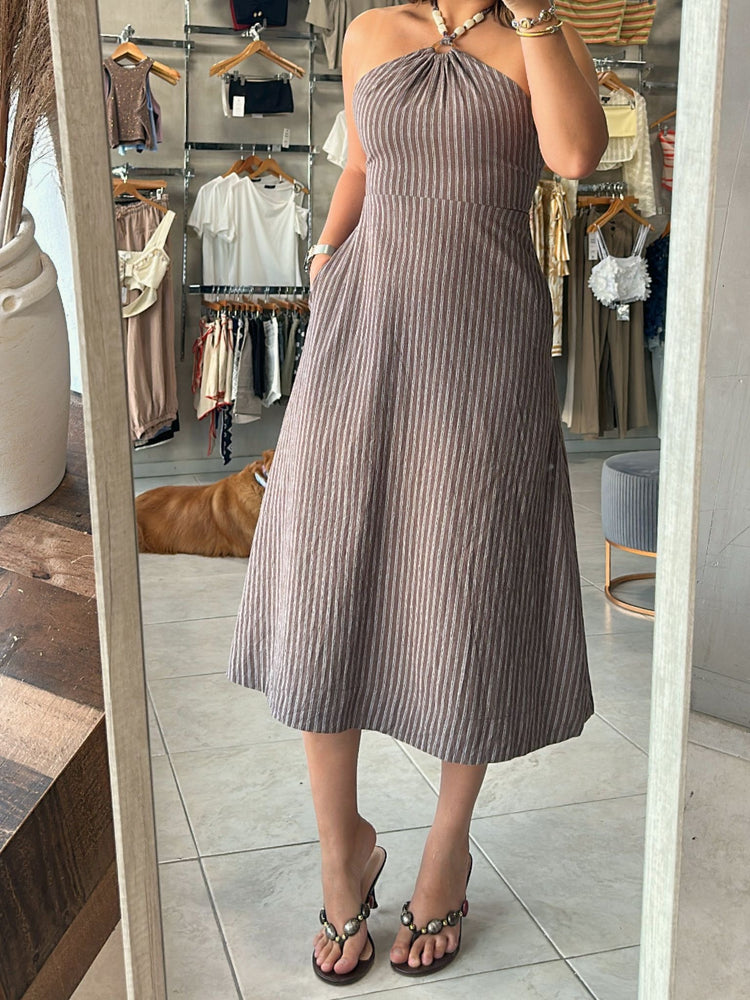 Vivi Latte Striped Dress