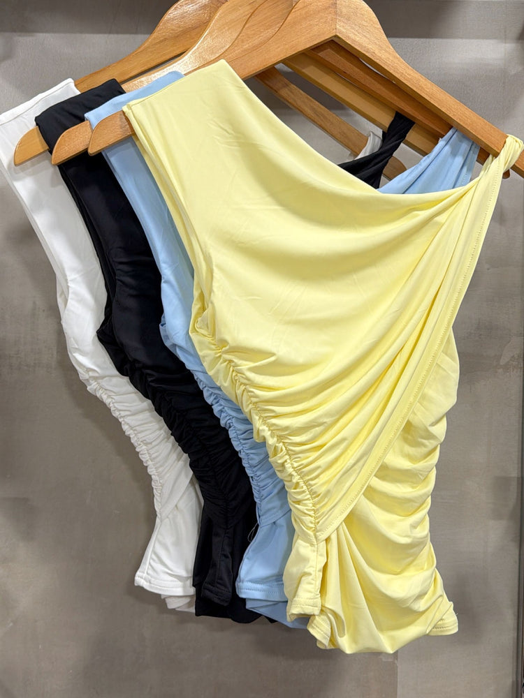 Ginny White Asymmetric Top