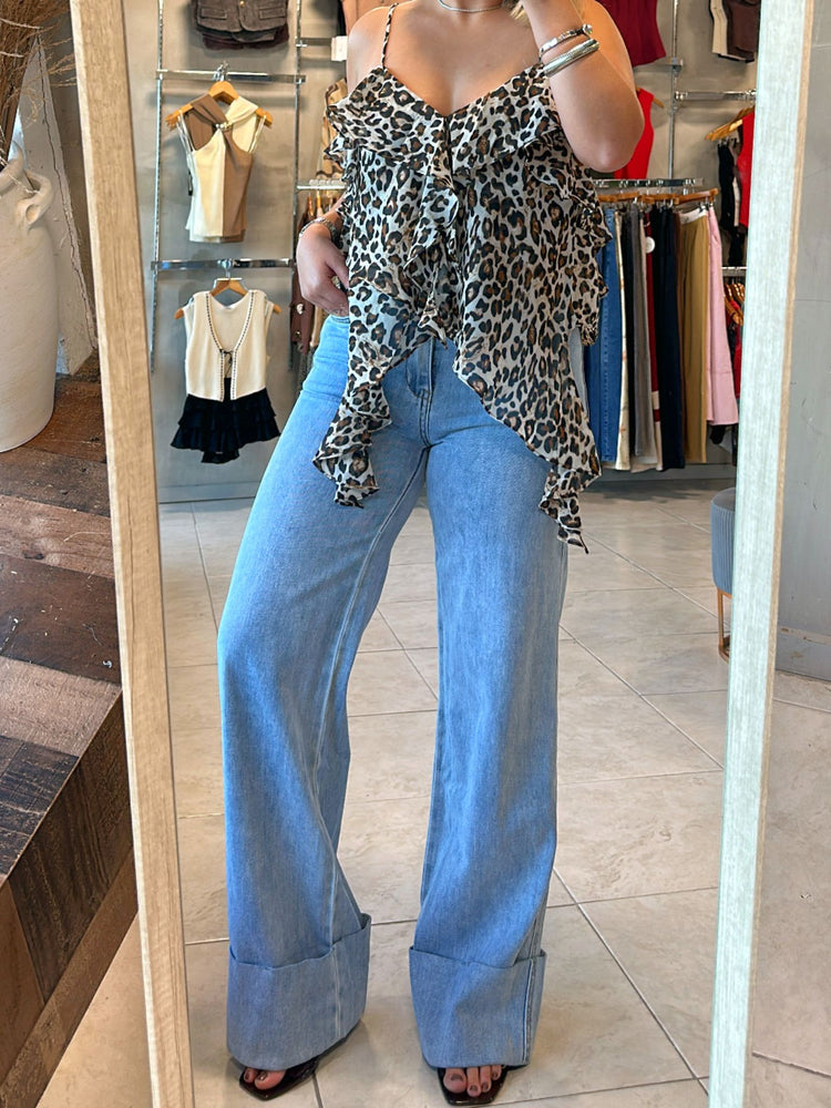 FINAL SALE - Margot Leopard Ruffled Top