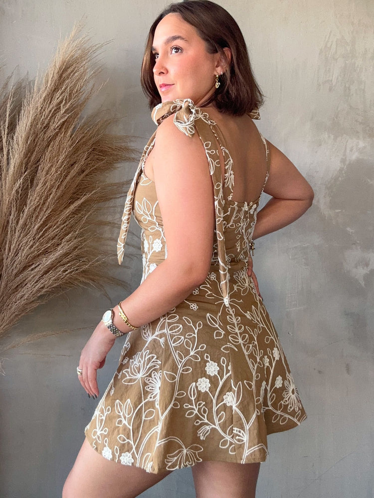 Kim Mocha Embroidery Romper