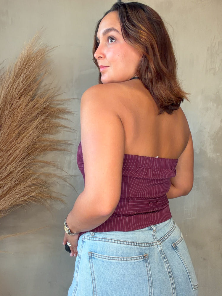 Sue Wine Vest Tube Top