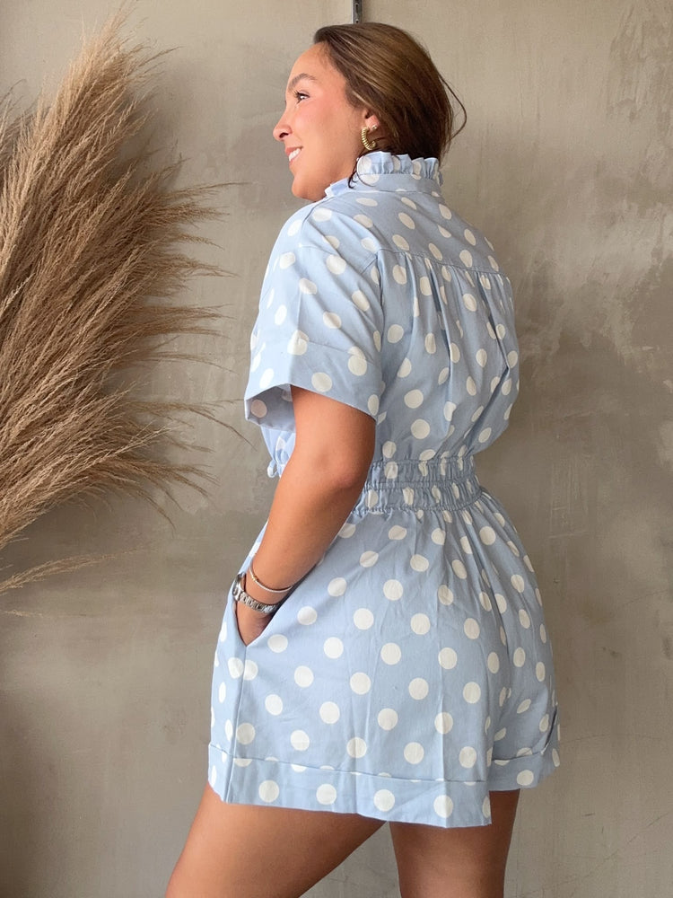 Estefania Blue Polka Dots Romper