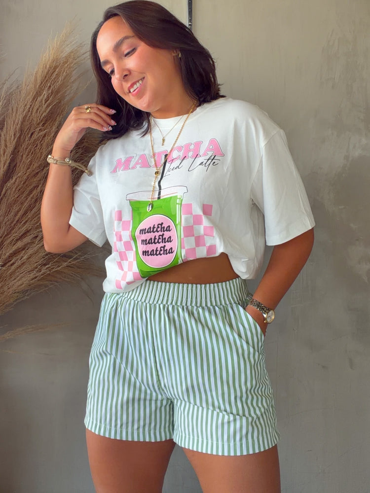 Jen Green Striped Shorts