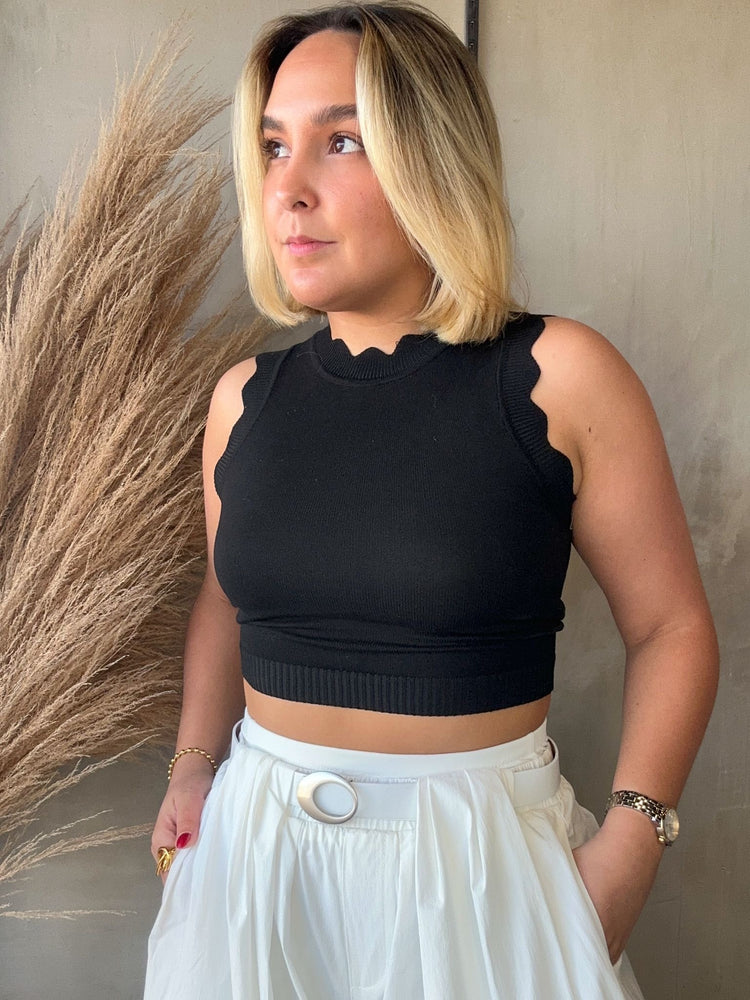 Eva Black Scalloped Top