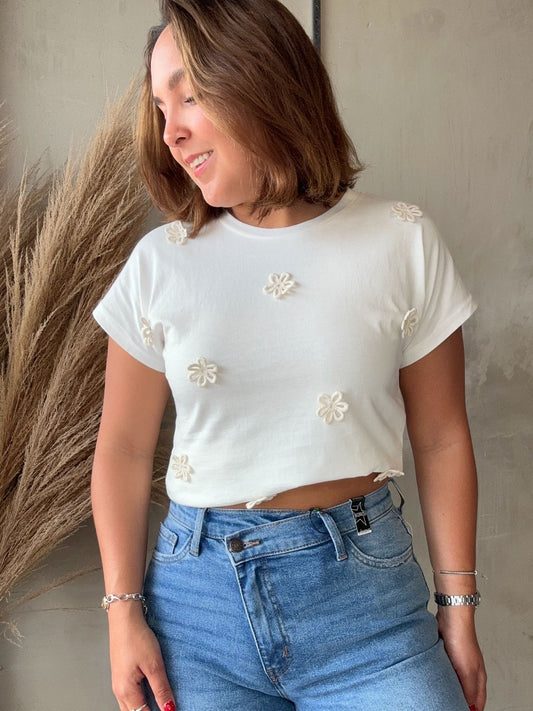 Leticia White Floral Tee