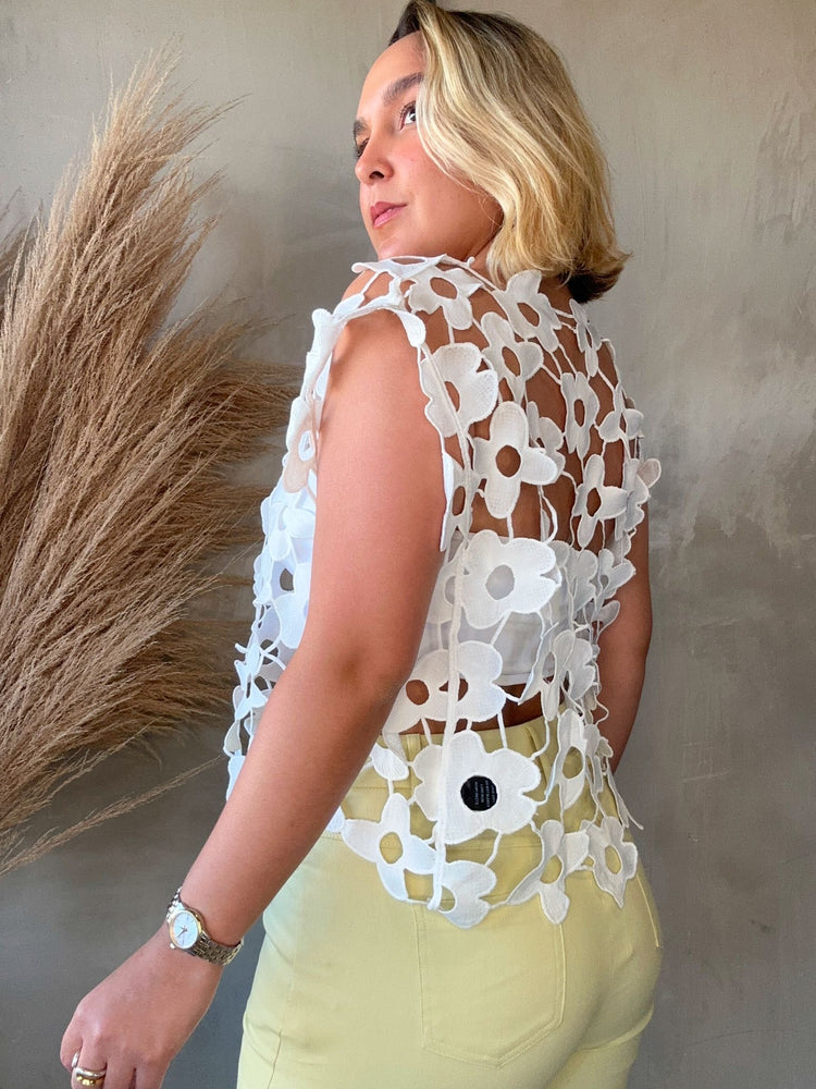 Indy White Floral Lace Top