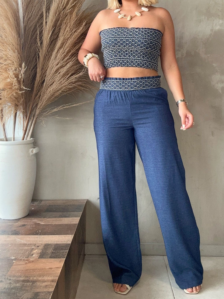 Lucia Smocked Denim Set