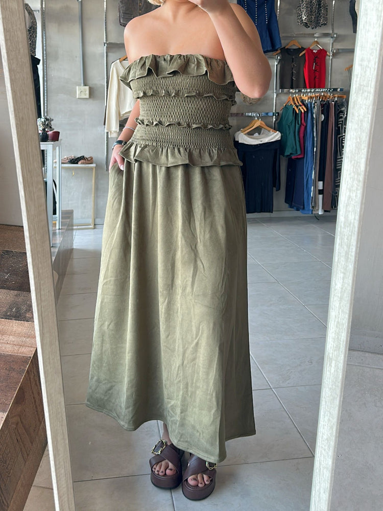 FINAL SALE - Milena Olive Suede Dress