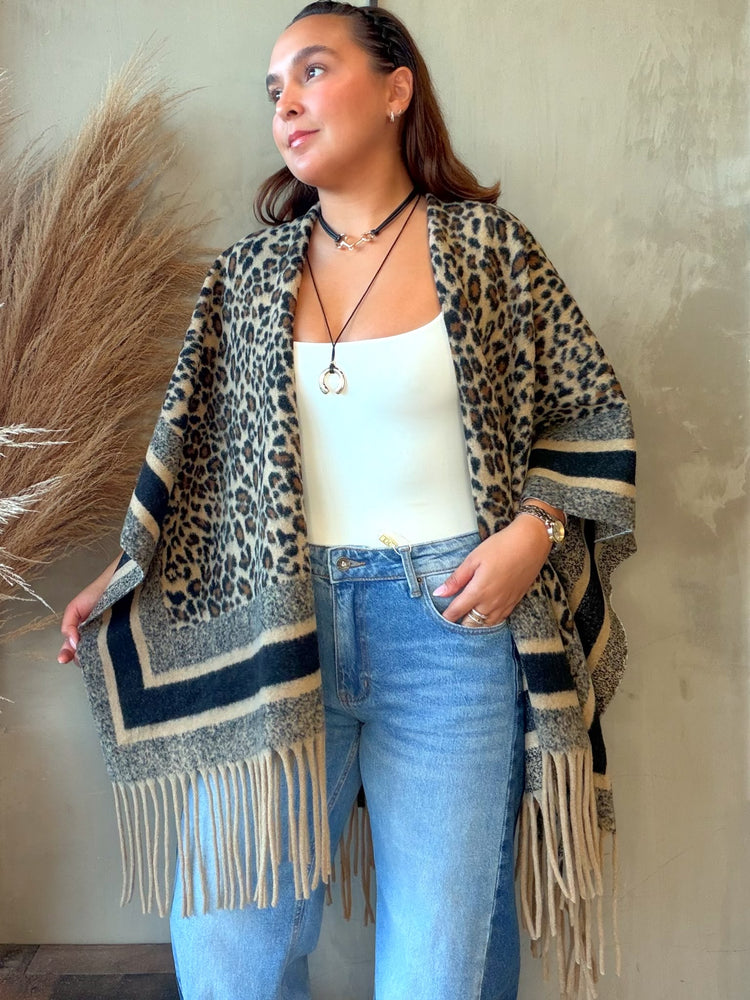Leah Leopard Poncho