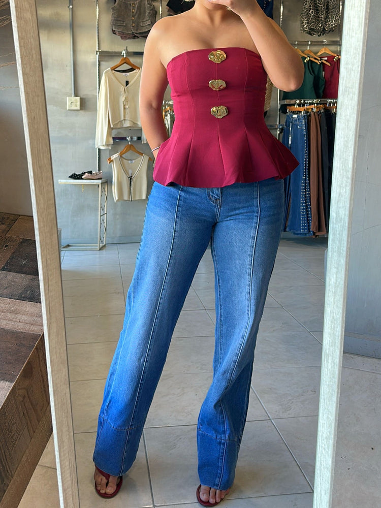 FINAL SALE - Lorena Burgundy Tube Top