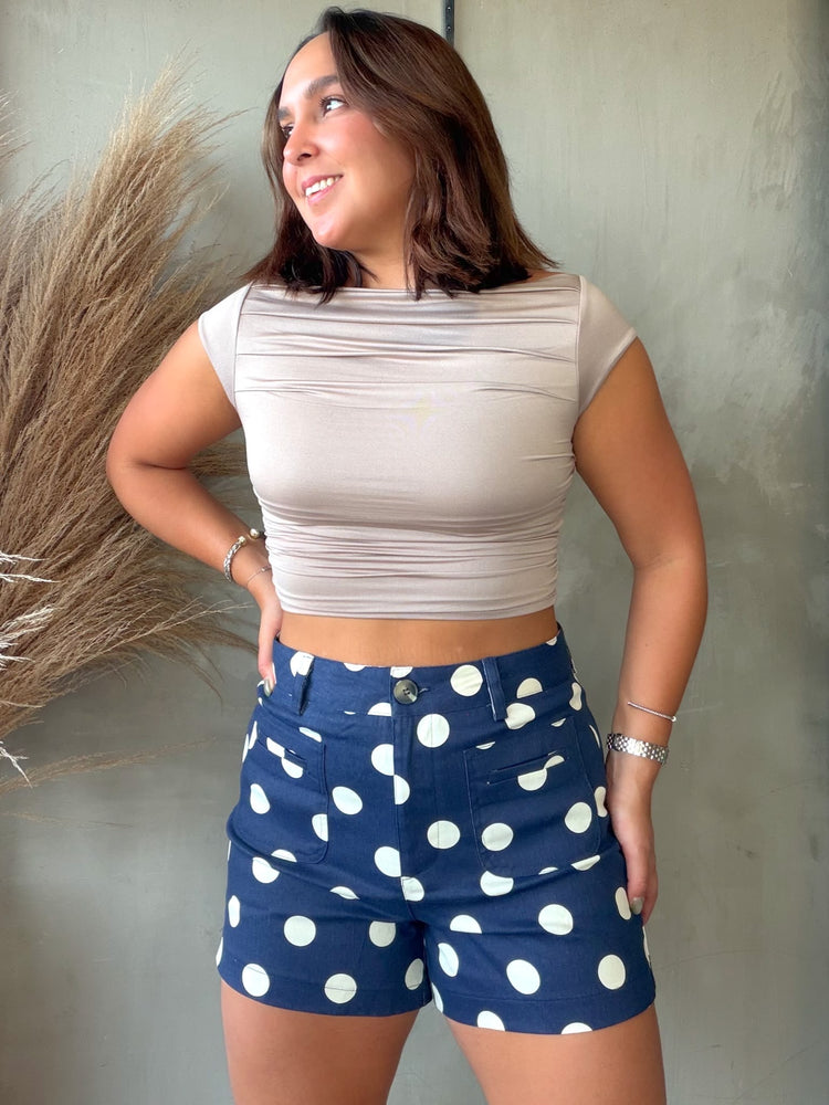 Vanessa Navy Polka Dots Short
