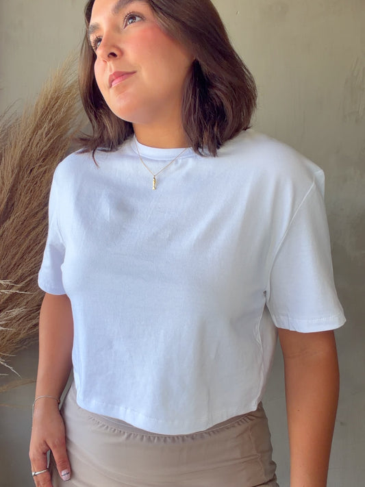 Allison White Crop Tee