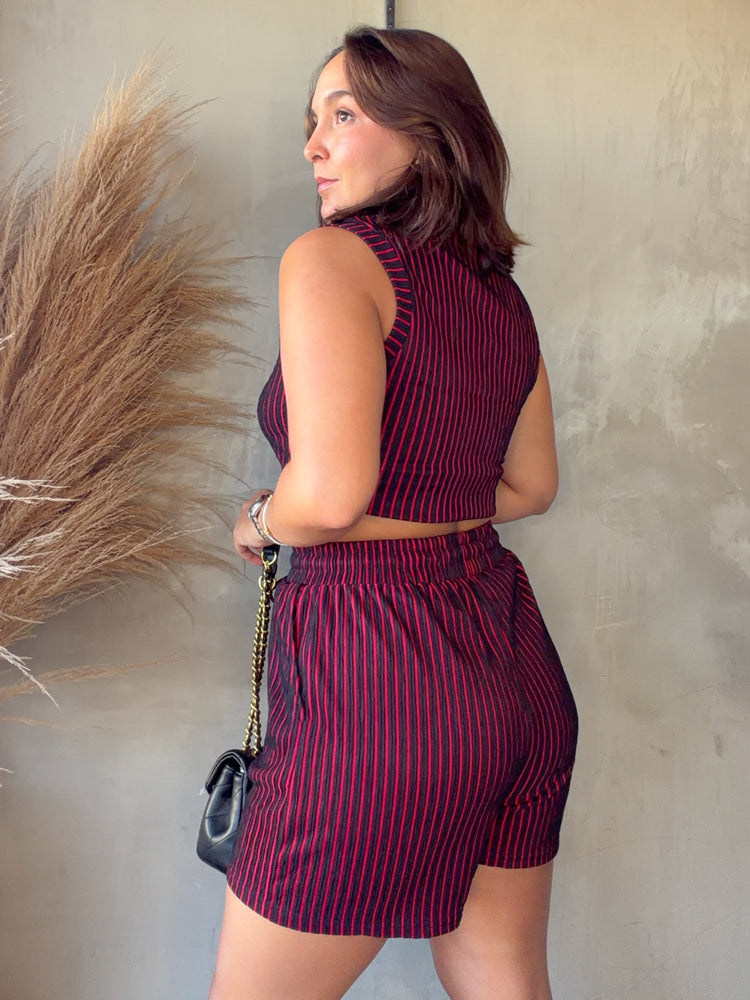 Janet Wine Striped Set
