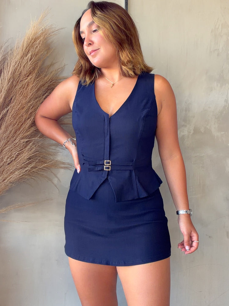 Taylor Navy Vest & Skort Set