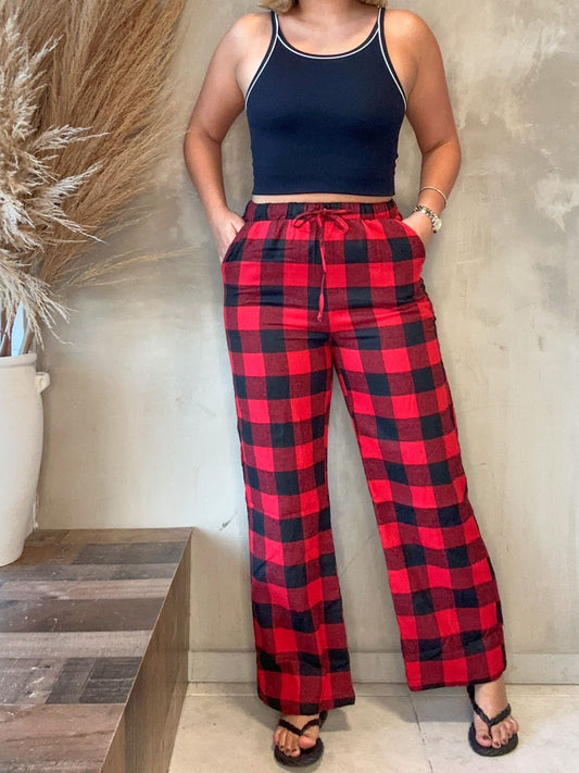 Maryah Red Plaid Pajama Pants