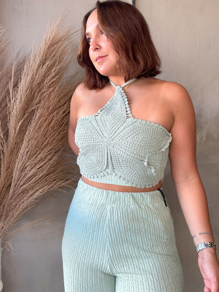 Sage Crochet Top & Pants Set