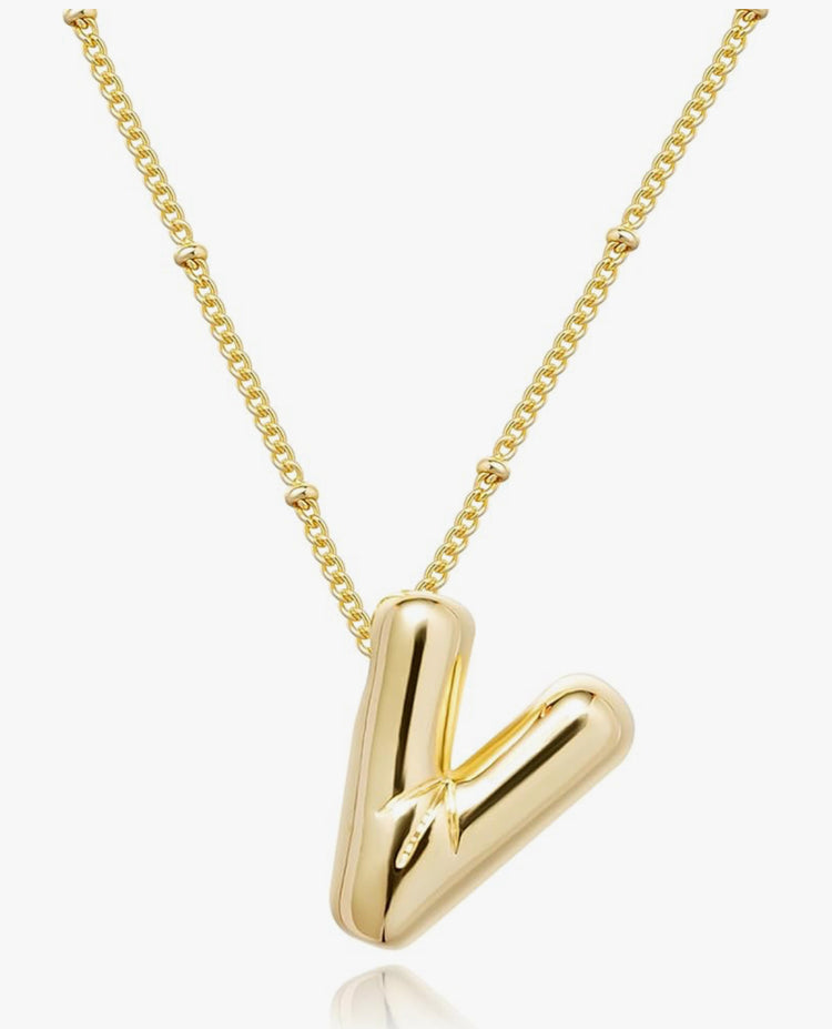 Gold 3D Balloon Initial Necklace