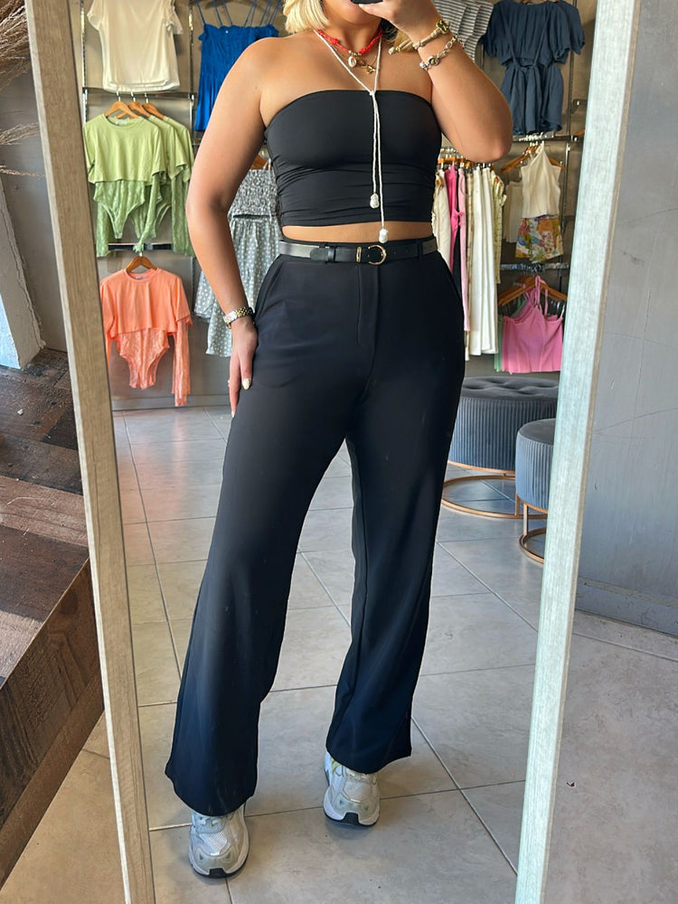 Brigitte Black Belted Trouser