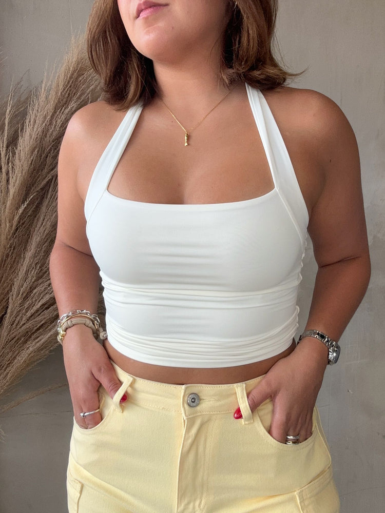 Itzel White Halter Top