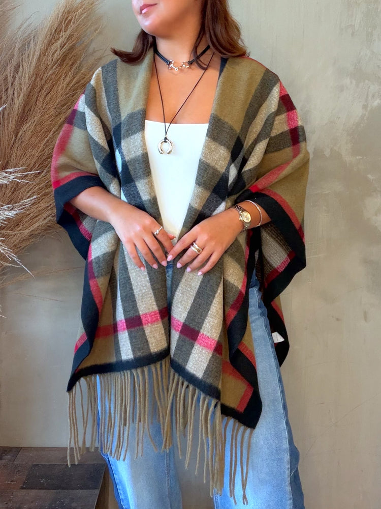 Giulia Plaid Poncho