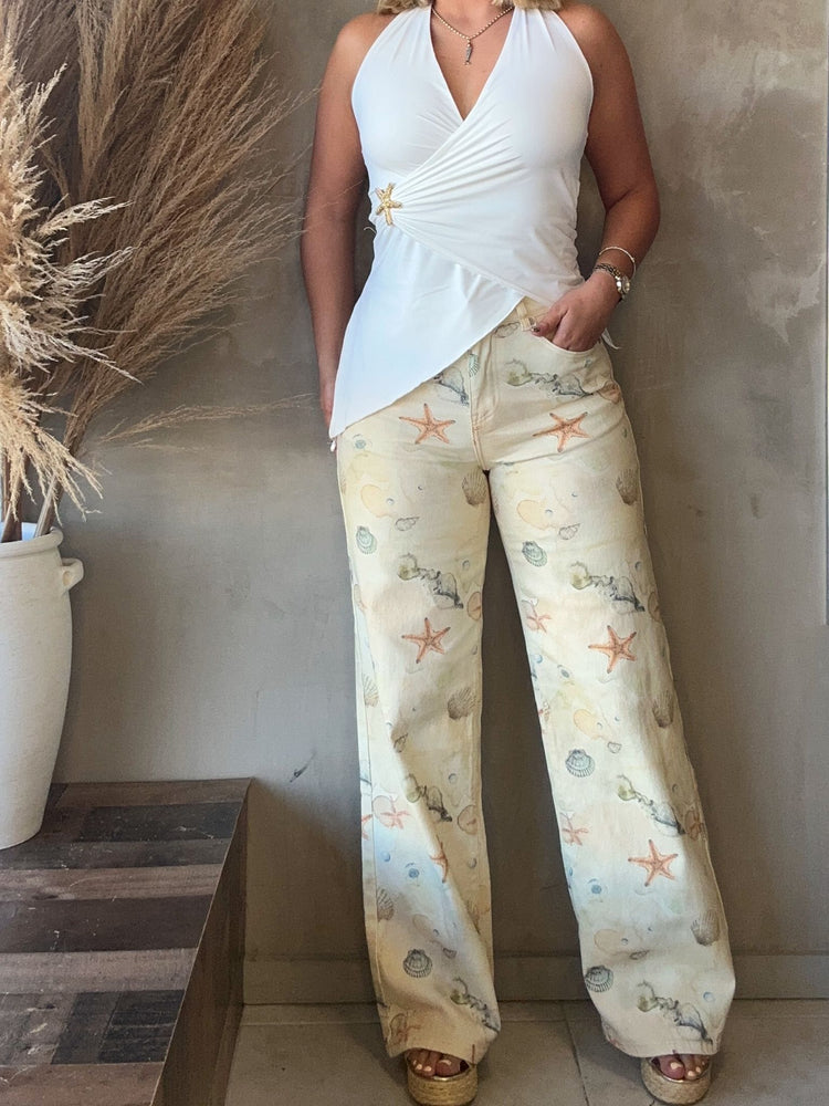 FINAL SALE - Starfish White Halter Top