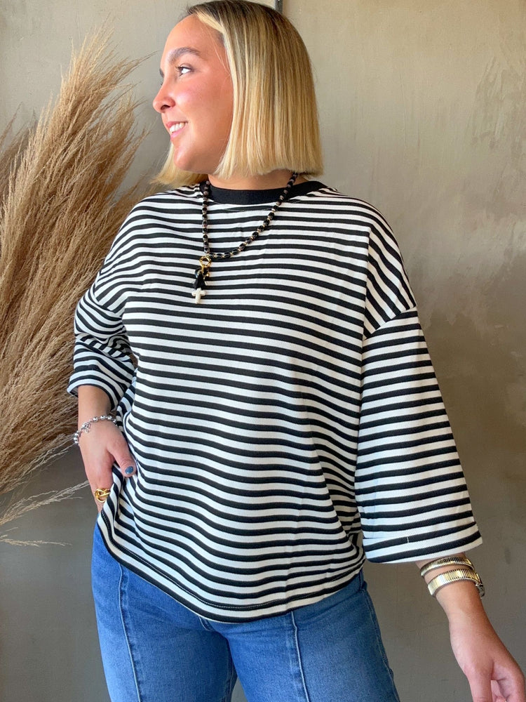 Striped Cut Out Back Top