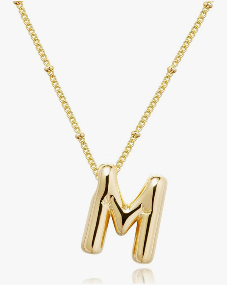 Gold 3D Balloon Initial Necklace