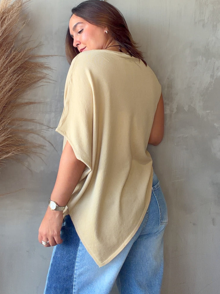Lydia Beige Asymmetrical Blouse