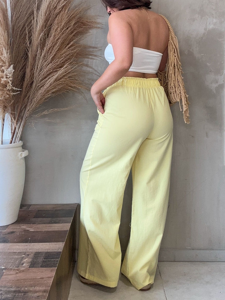 Melina Yellow Linen Pants