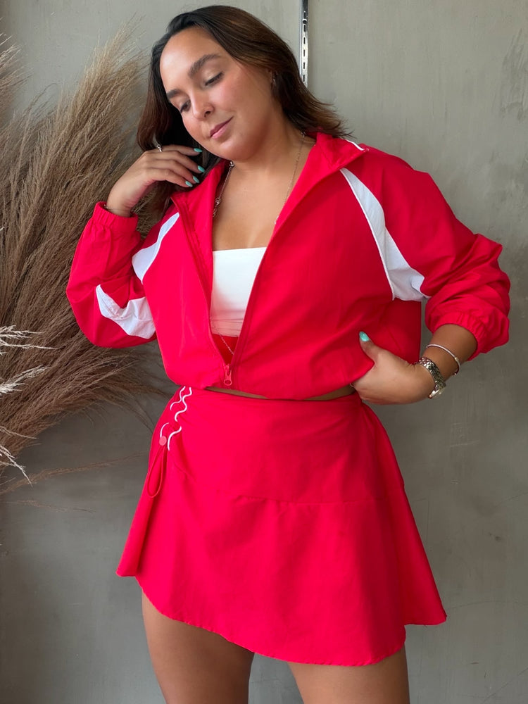 Eiza Red Jacket & Skort Set