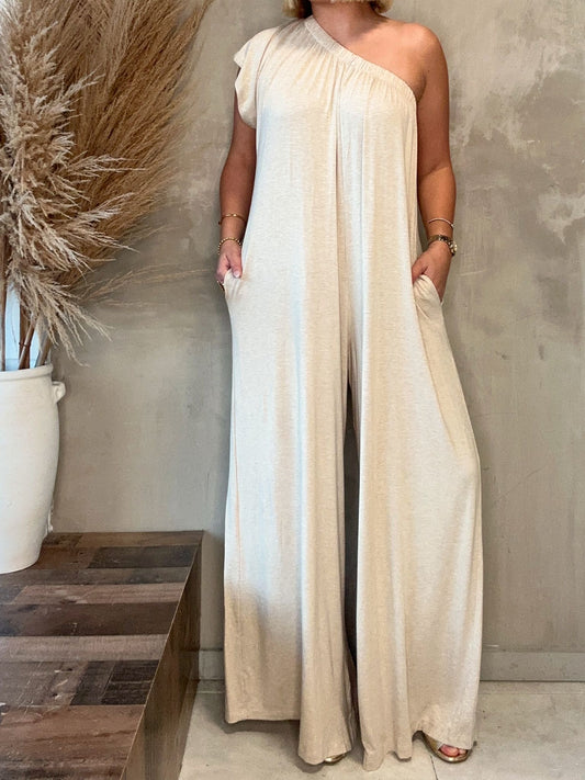 FINAL SALE - Leyla Beige Jumpsuit