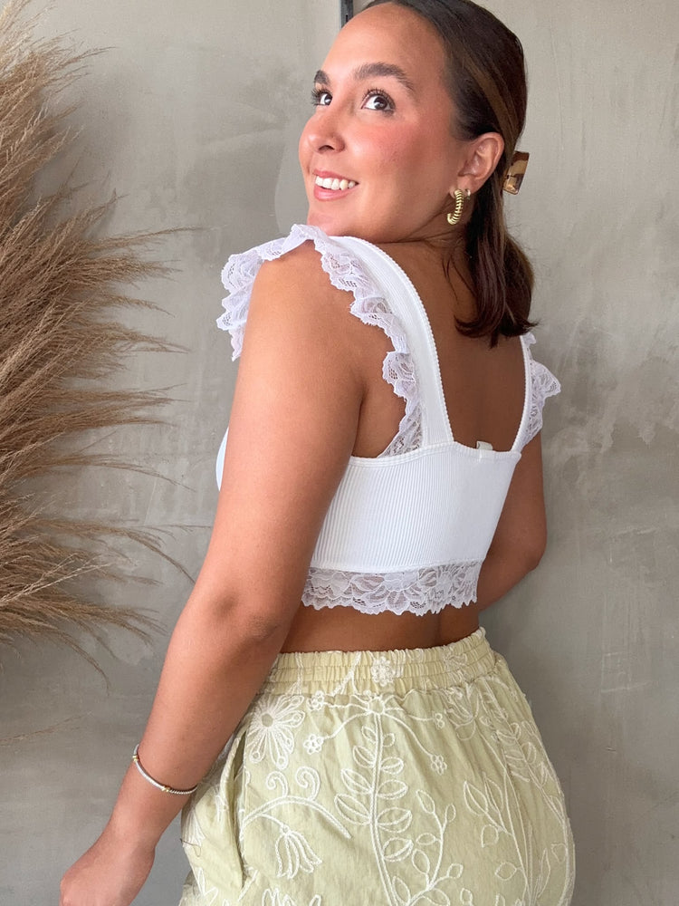 Perla White Lace Crop