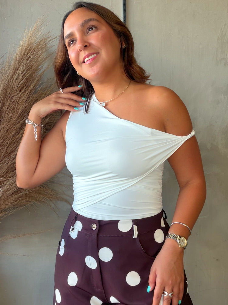 Ginny White Asymmetric Top
