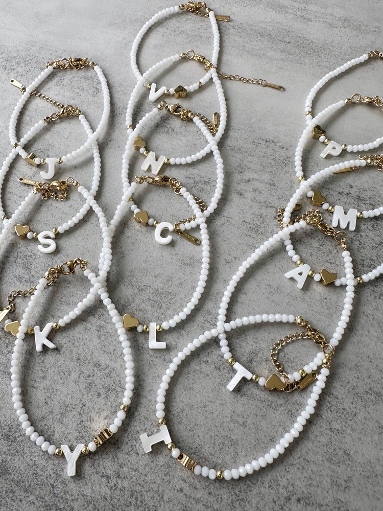 Initial White Bracelet