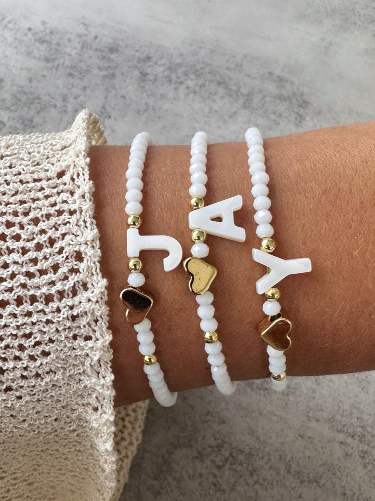 Initial White Bracelet