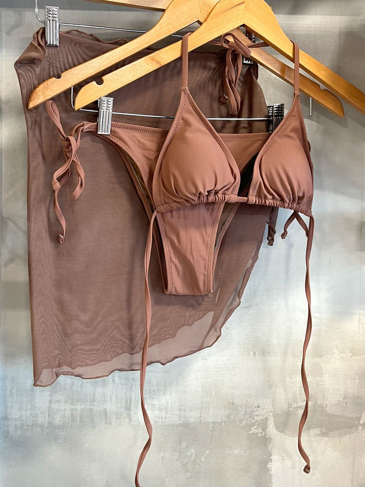 Coffee Swimsuit & Sarong Set