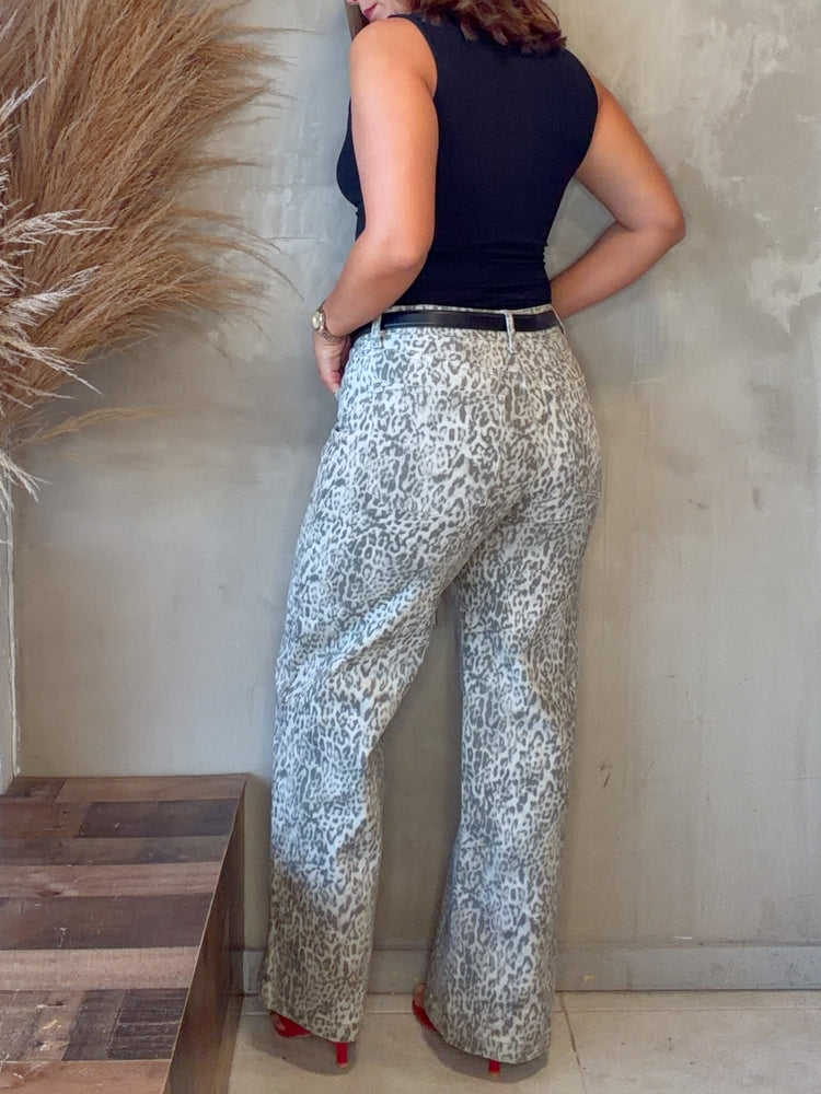 Alicia Leopard Belted Jean